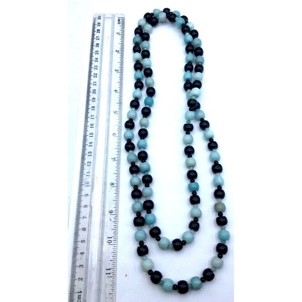 Jay King Amazonite & Black Agate Beaded Necklace EUC